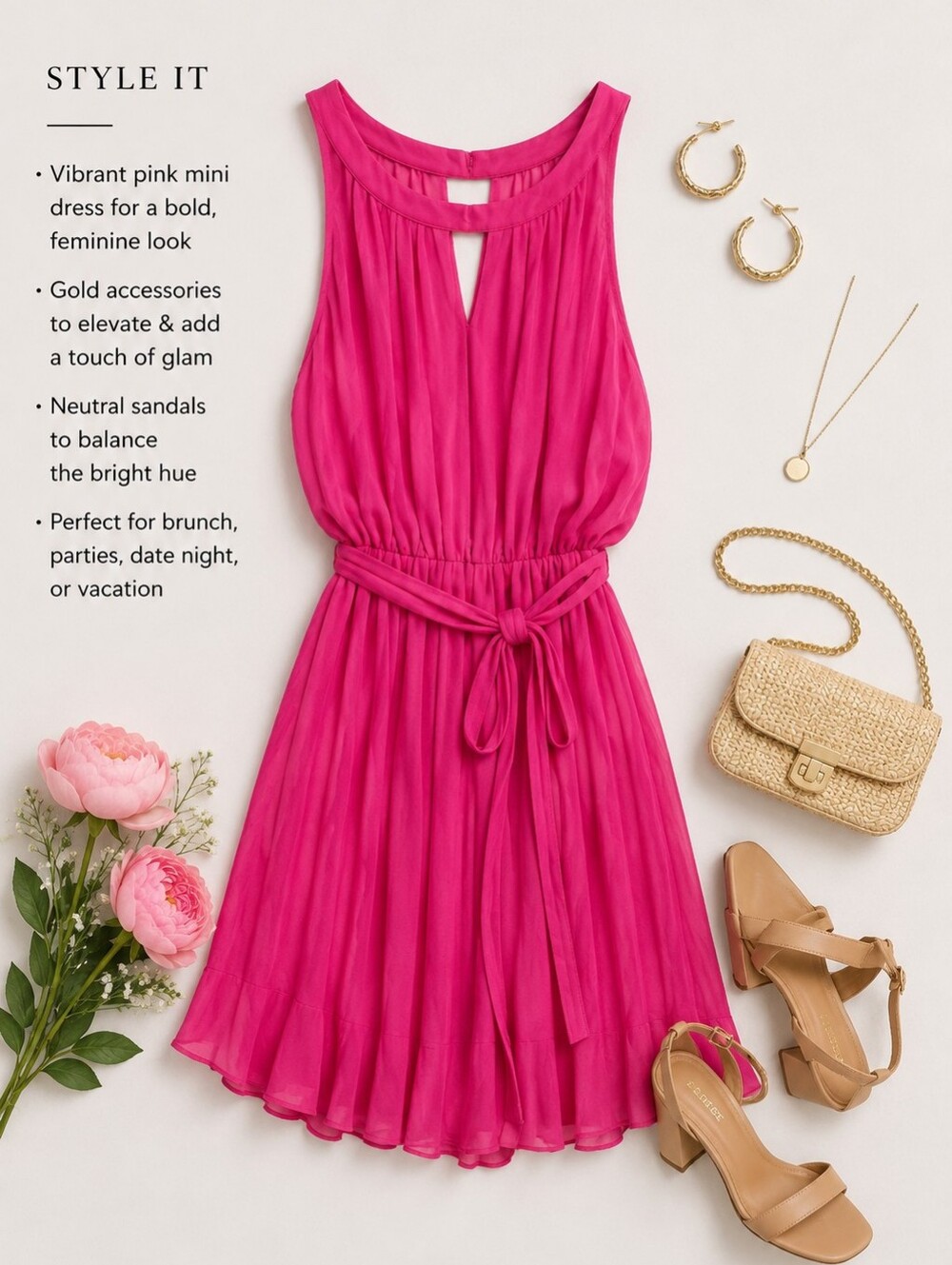 She + Sky Vibrant Pink Mini Dress Nwt